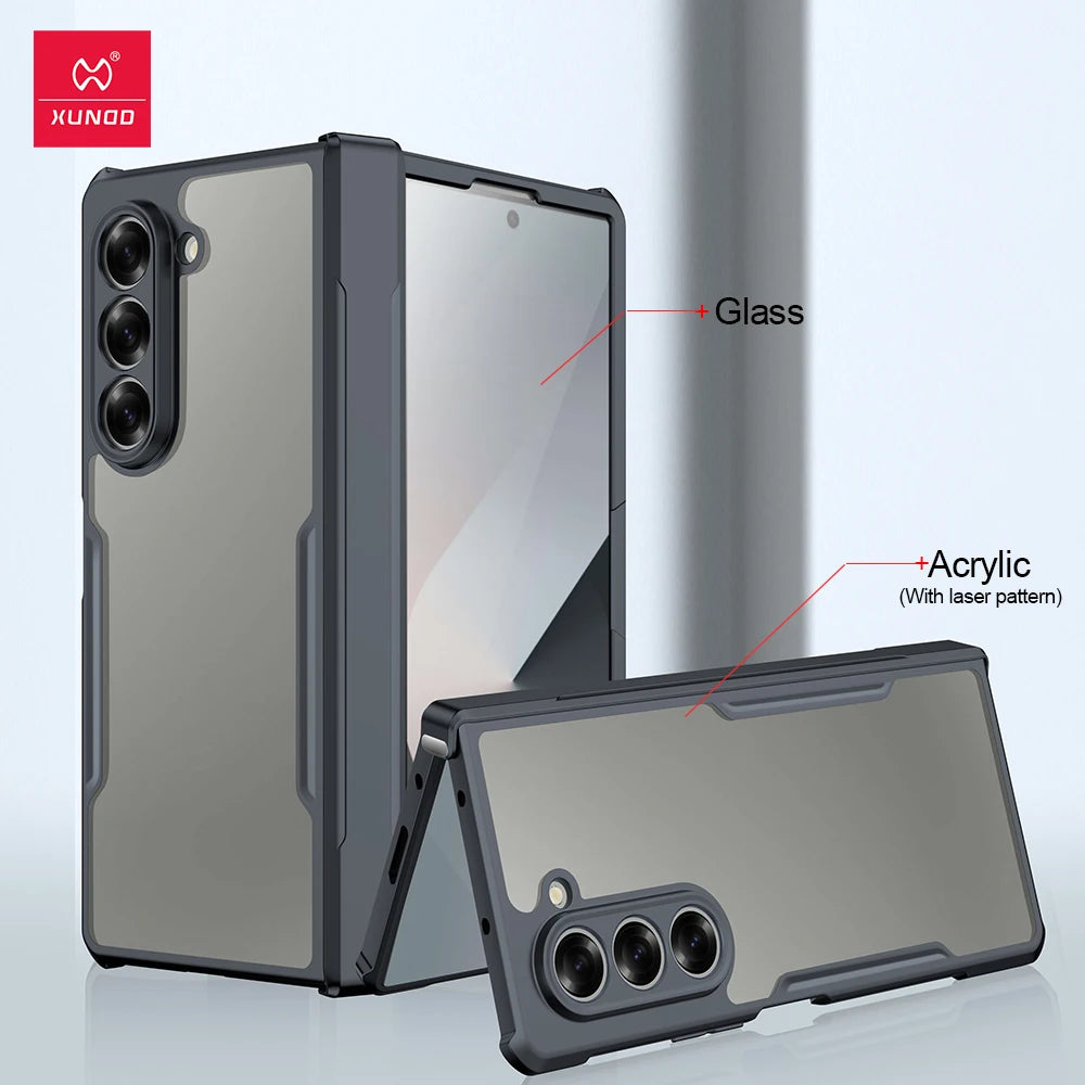Xundd Foldable Case For Samsung Galaxy Z Fold 3 4 5 6 Fold 7 Airbag Shockproof Shell Glass&PC&TPU Protection Cover z 플립4 케
