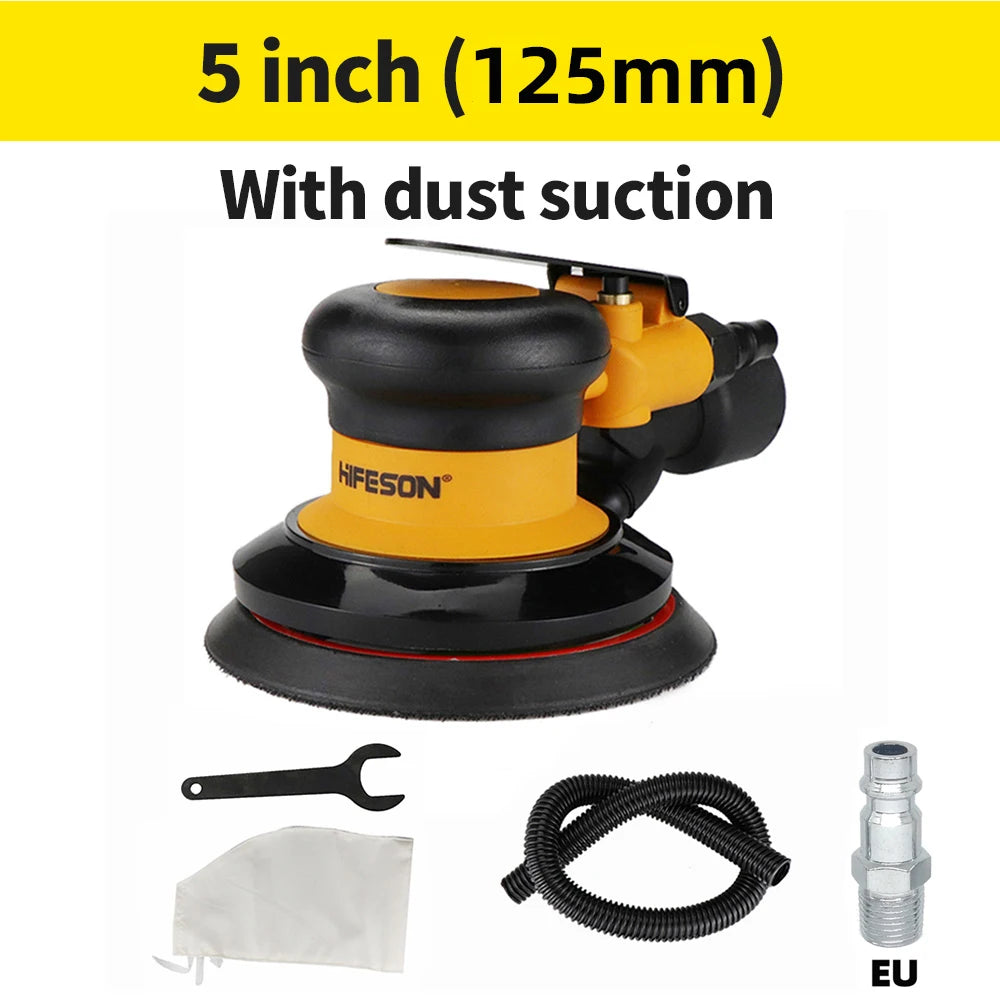 5/6 Inch Pneumatic Air Orbital Sander Polisher Tool Polishing Random Orbital Machine Grinder for Car Paint Care Rust Removal