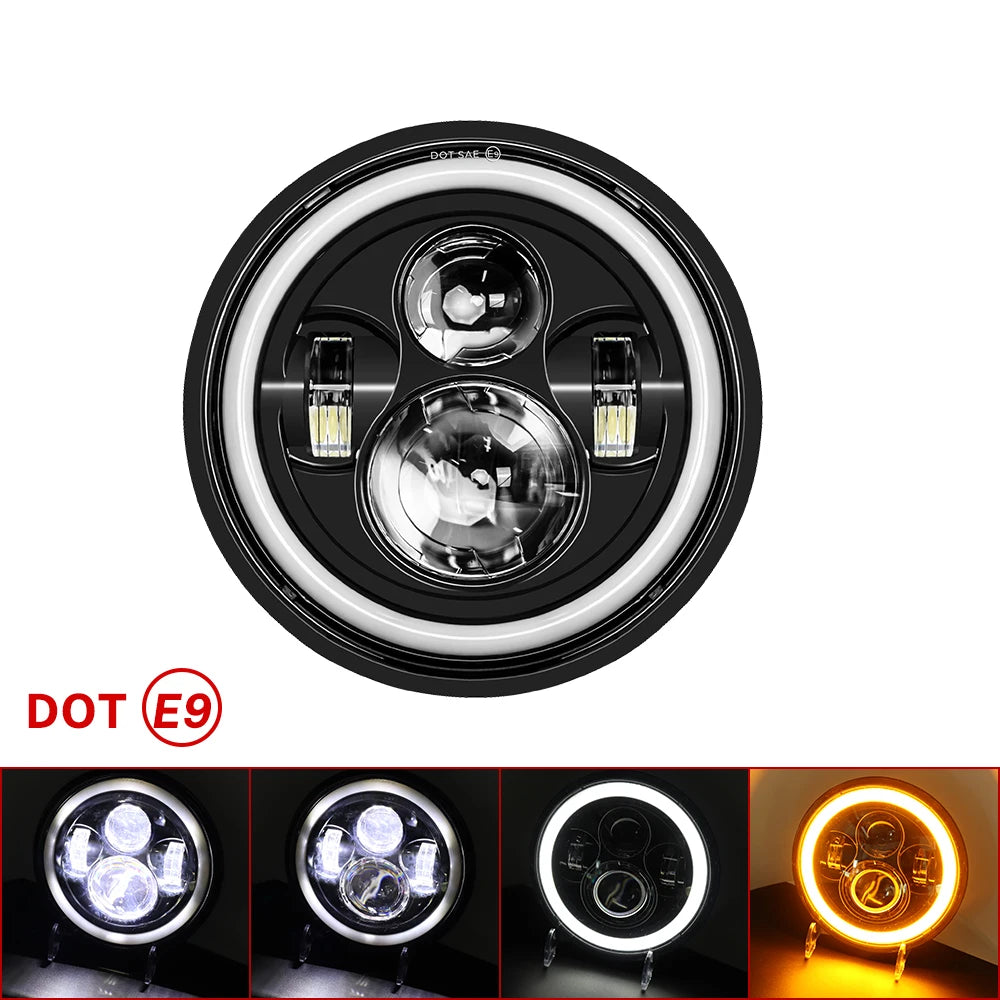 Classic 7 Inch  Motorcycle Led Headlight For Harley Yamha Honda 7" Headlight  Motorcycle LED lamp Cafe Racer DRL H4 Headlamp