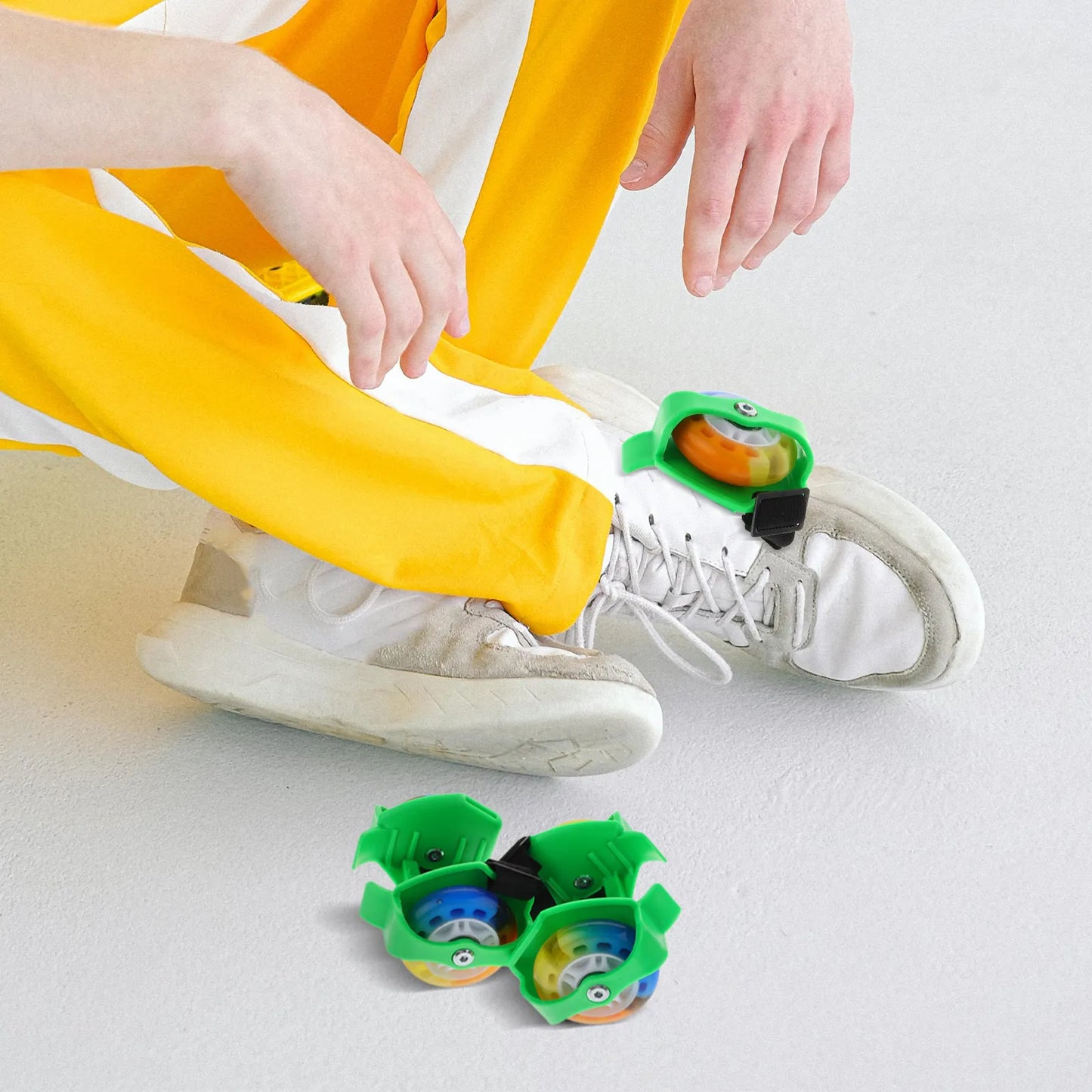 1Pair Adjustable Roller Skates for Light Up Wheels PU Rubber Outdoor Beginner Skate Shoe Comfortable Breathable Training