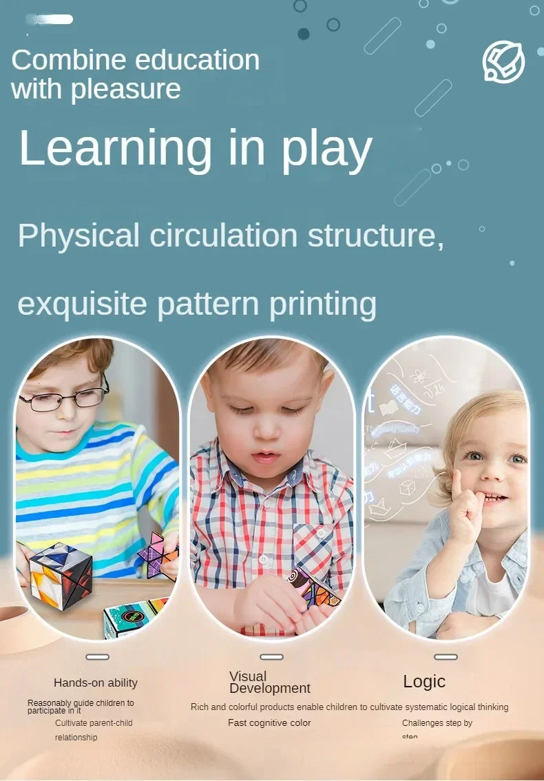 3D Shape Shifting Box Geometric Changeable Magnetic Magic Cube Decompression Hand Flip Puzzle Kids Reliever Fidget Toy