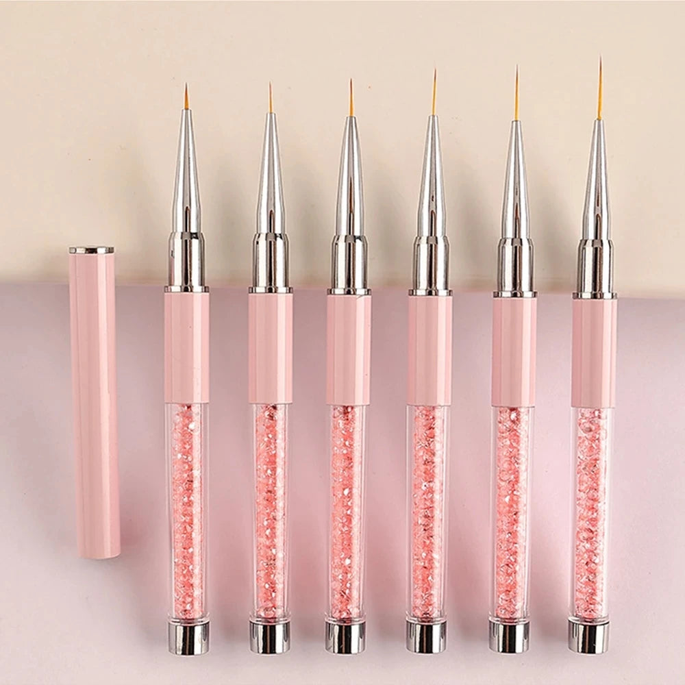 Pink Nail Art Brushse Pen Lines Stripe Flower Painting Drawing Pen Acrylic UV Gel Extension Grids Nail Brush Manicure Tools 1PCS