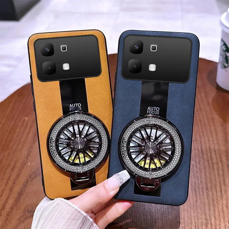 For Infinix Note 60 Pro 5G Solid color synthetic leather silicone shell with heat dissipation bracket For Infinix Note 60 Pro 5G