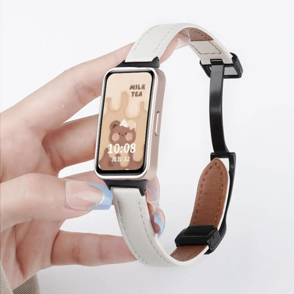 Magnetic Leather Strap for Huawei Band 10 9 8 NFC Soft Sport Replacement Breathable Correa Band10 Bracelet Wristband Accessories