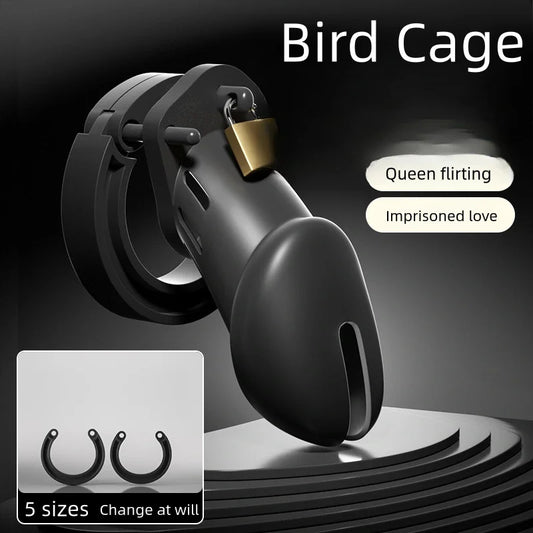 New Male Bird Locked Soft Silicone Male Penis Ring Chastity Cage BDSM Bondage Restraint Device Short Set Sex Toy for Men