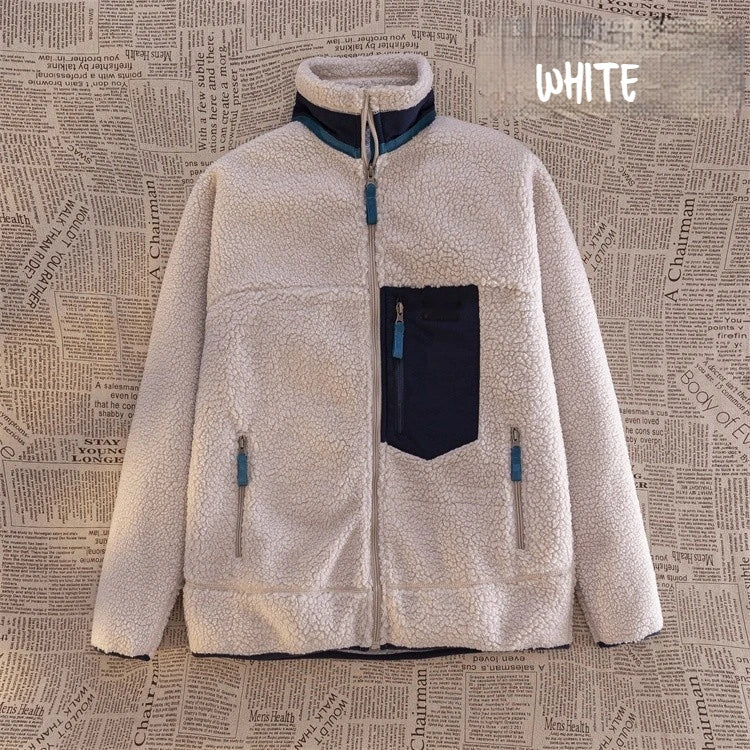 Motorcycle Outdoor Fleece Jacket For Men/Women Double Sided Fleece Thickened Plush Rider Cycling Suit Lamb Wool Windproof Jacket