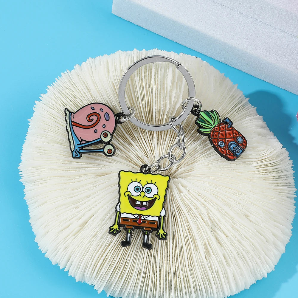 Classic Cartoon Anime SpongeBob SquarePants Keychain Cute Cartoon Figure Pendant Accessories Kawaii SpongeBob Pendant Keychain