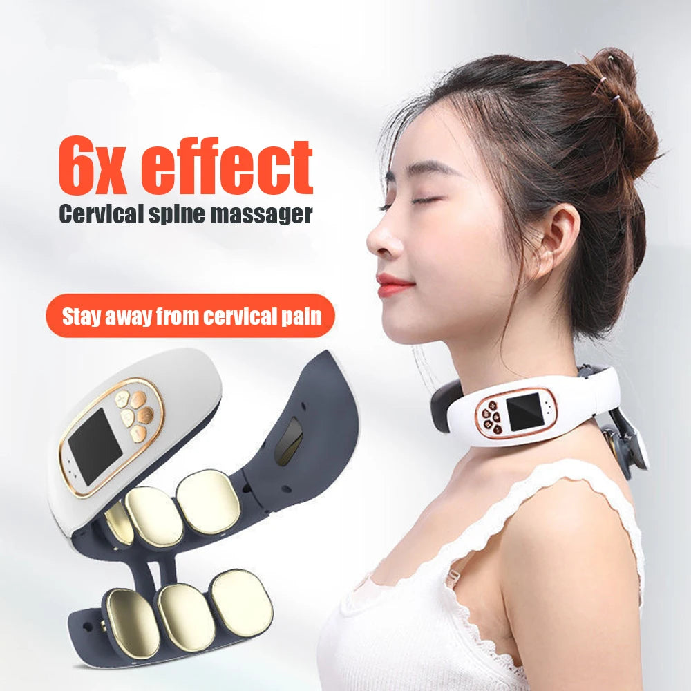 6 Head Cervical Massager Shoulder And Neck Massager Electric Pulse Household Intelligent Neck Protector Multifunctional Massage