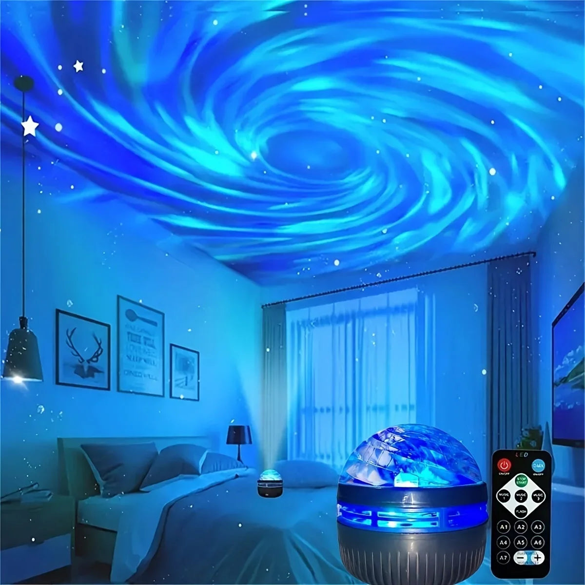 Starry Sky Projector Holiday Party Lights 5V USB Remote Control DMX Sound Active 7 Modes Night Light for Bedroom Christmas Decor