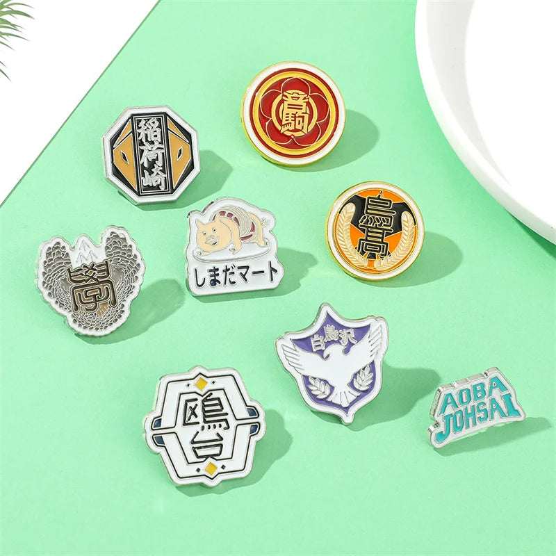 Anime Haikyuu!! Brooch Volleyball Boy High School Team Badge Enamel Pin Brooches Cartoon Backpack Badge Jewelry Accessories Gift