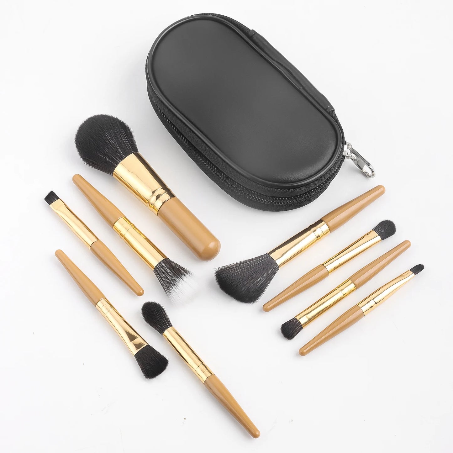 Makeup Brush Sets , 9pcs  Minimalist Portable With Storage Bag Portable Cosmetic Brushes  For Making Up Supply