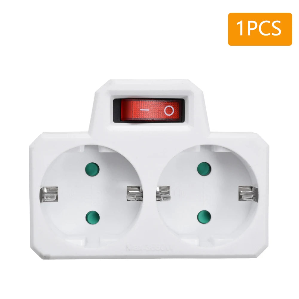 European Plug German Standard Wall Socket Extension Plug 1 to 3 Wall Plug Power Supply Expansion Converter Conversion Plug
