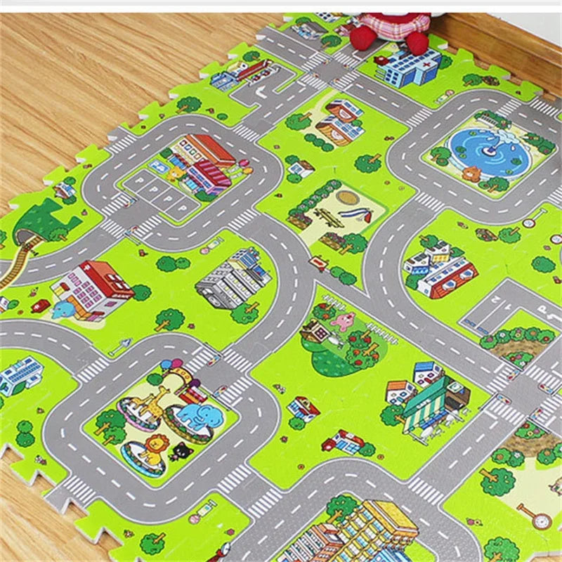 Baby Play Mat 9pcs/lot Kids Carpet Playmat Children Rug Soft Floor Toys Road Traffic Soft Floor Home Decor EVA Kids Foam Puzzles