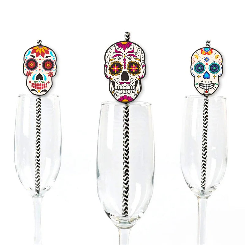 1~10PCS Halloween Skeleton Straws Environmental Friendly Festival Interesting Unique Eye-catching Mexico Themed Event