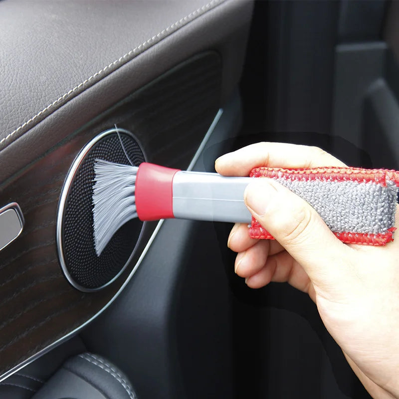 2PCS Car Air Vent Brush Double head Brushes Conditioner Vent Brush Microfibre Car Grille Dashboard Interior Car Cleaning Tools