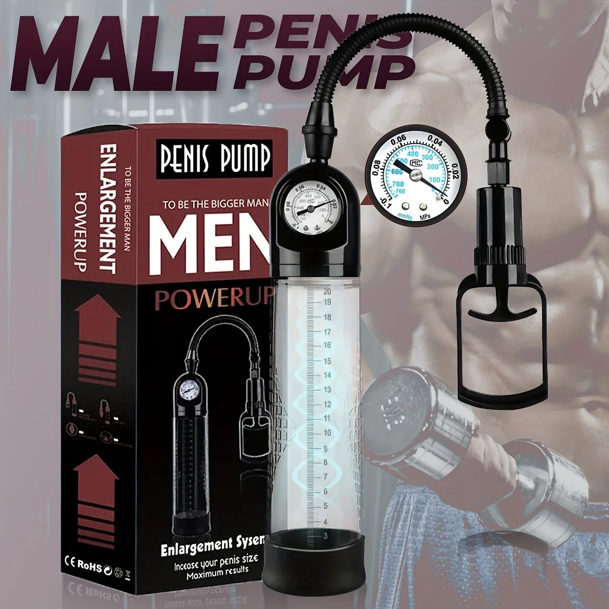 Male Manual Penis Pump Penis Enlarger Negative Pressure Vacuum Pump Big Dick Erection Enhancement Trainer Equipment Adult SexToy