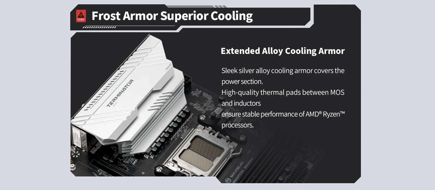 MAXSUN Terminator B650M WiFi6 Computer Motherboard support AMD CPU AM5 Ryzen7000 Ryzen8000 Ryzen9000 Bluetooth 5.2 DDR5 SATA3.0