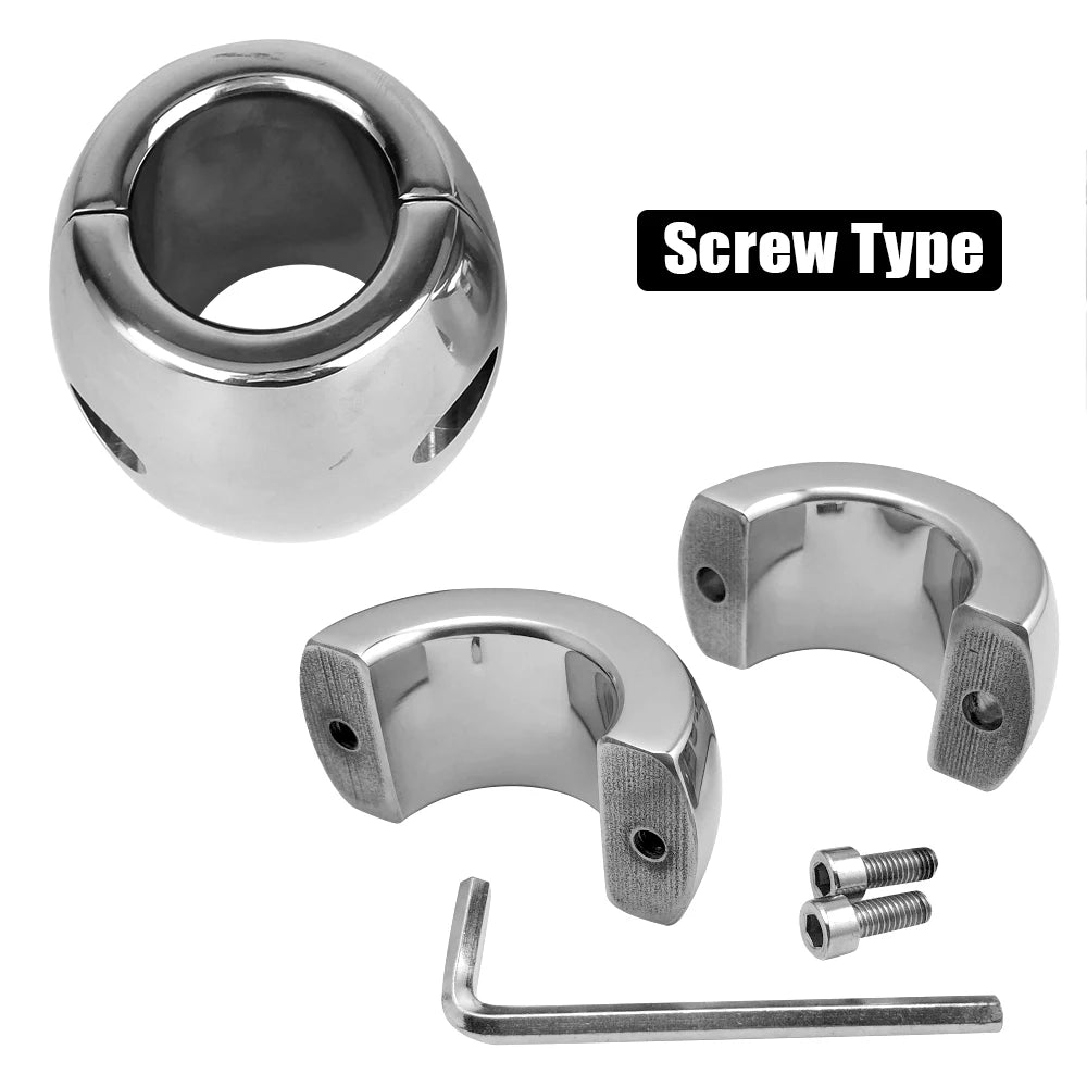 448-833g Heavy Stainless Steel 30-60mm Penis Ring for Men Cock Exerciser Scrotum Lock Testis Stretcher Sex Toys Male Masturbator
