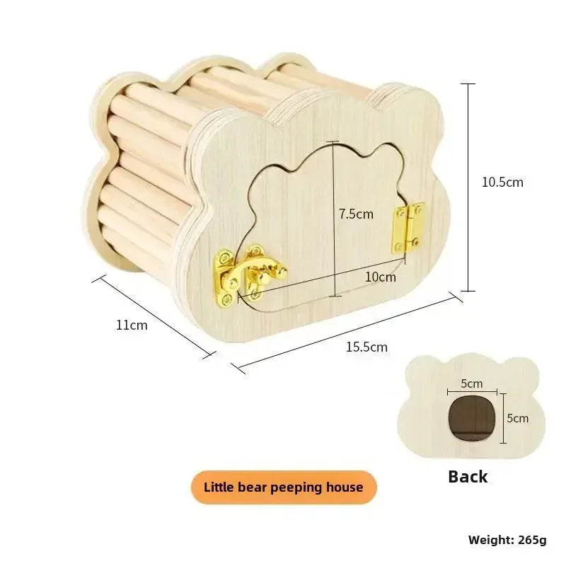 Hamster Voyeur Series Wooden Nest House Avoidance Observation House Cute Golden Bear Flower Branch Mouse Entertainment Intera