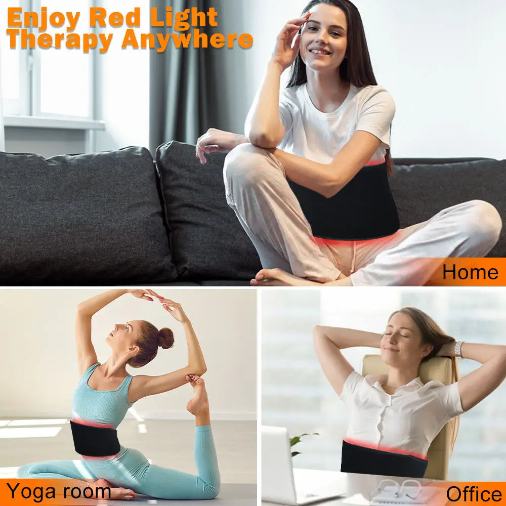 Red Light Therapy Pad, 660nm&850nm Infrared Red Light Therapy Belt with Vibration & Pulse for Shoulder Waist Muscle Pain Relief