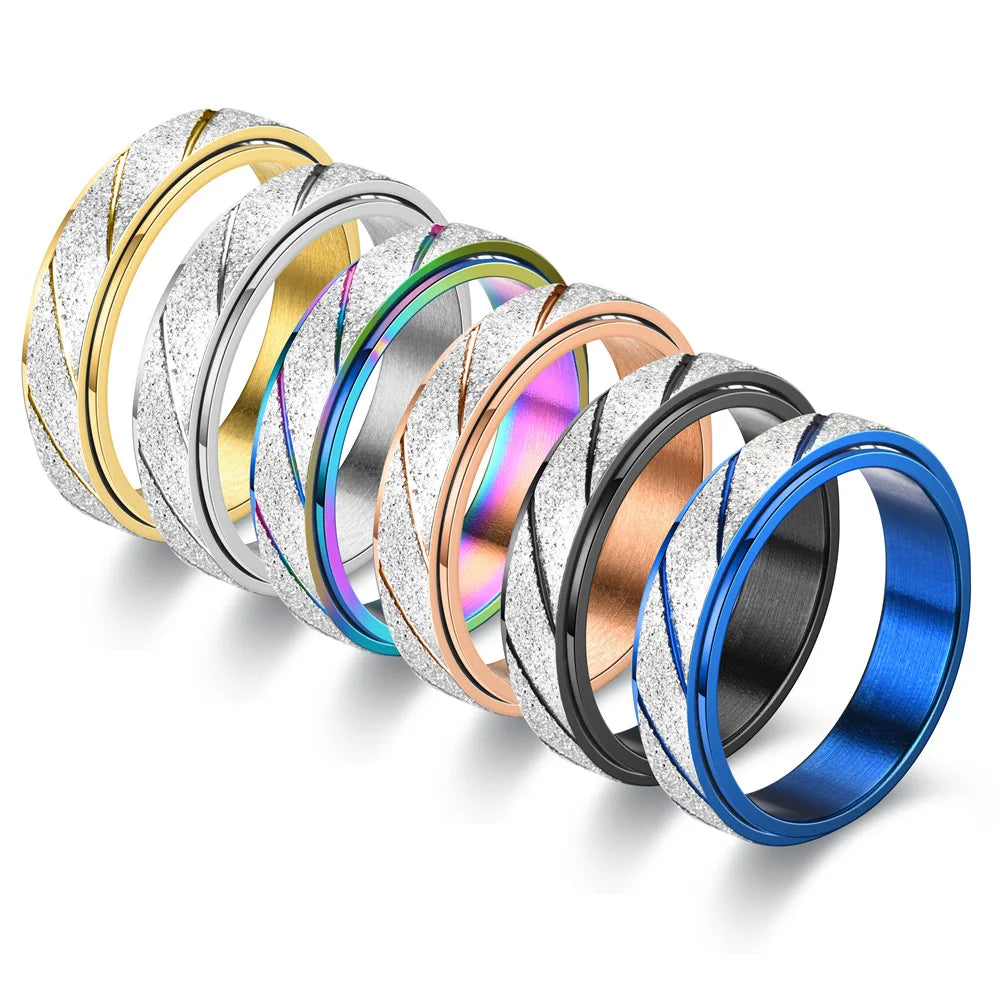 Stainless Steel Rings Fashion Wave Pattern Wedding Infinity Male Men Couple Ring for Women Jewelry Wedding Engagement Gifts