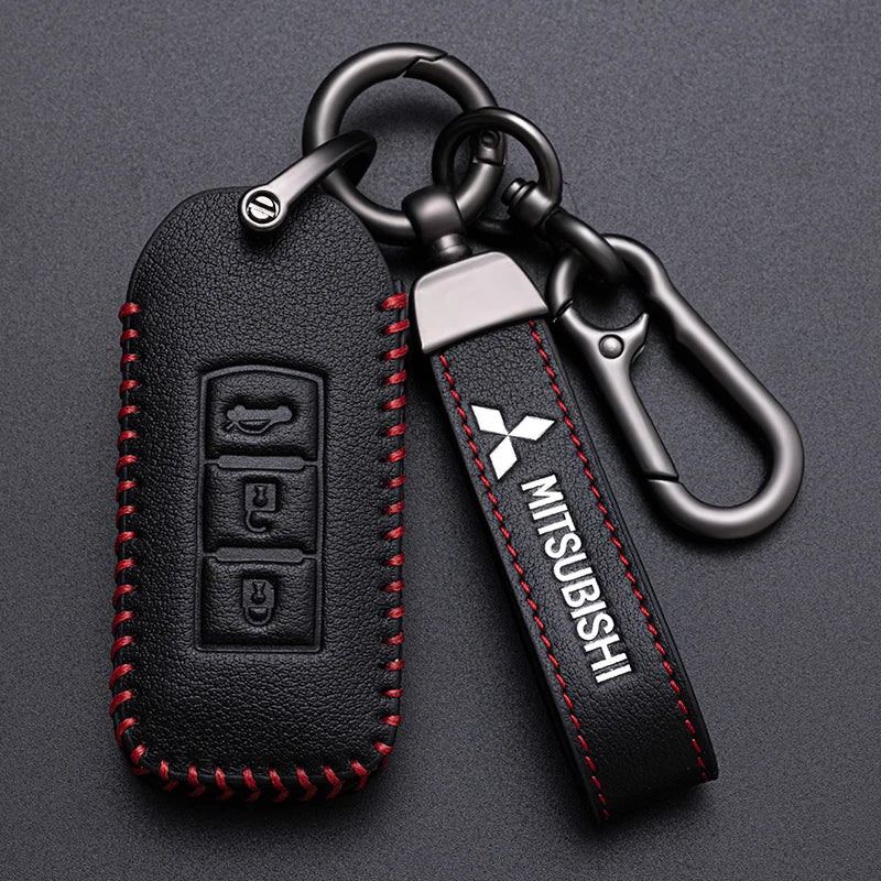 Car Key Case Cover Keyless Leather Shell for Mitsubishi Outlander Lancer Eclipse Mirage Xpander ASX Pajero Cross Montero Eclipse