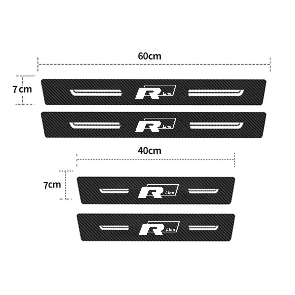 Car Door Sill Sticker Carbon Fiber Protector Anti-Scratch Pad for Volkswagen VW Rline R Line Badge Trunk Edge Scuff Plate Strip