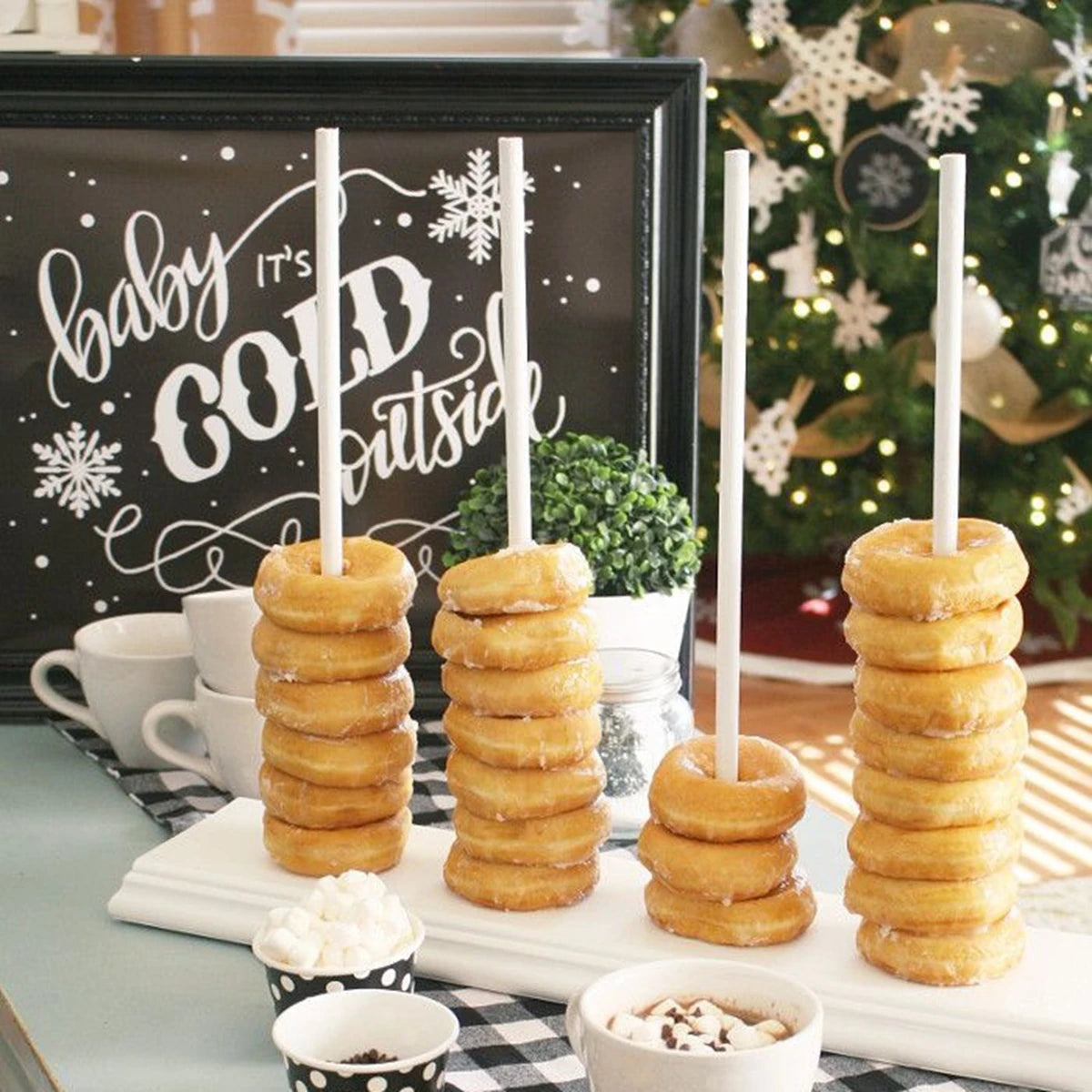 Wood Donuts Stand Holder Sweet Cart Rustic Wedding Table Decor Doughnut Birthday Party Candy Bar Baby Shower Donut Party