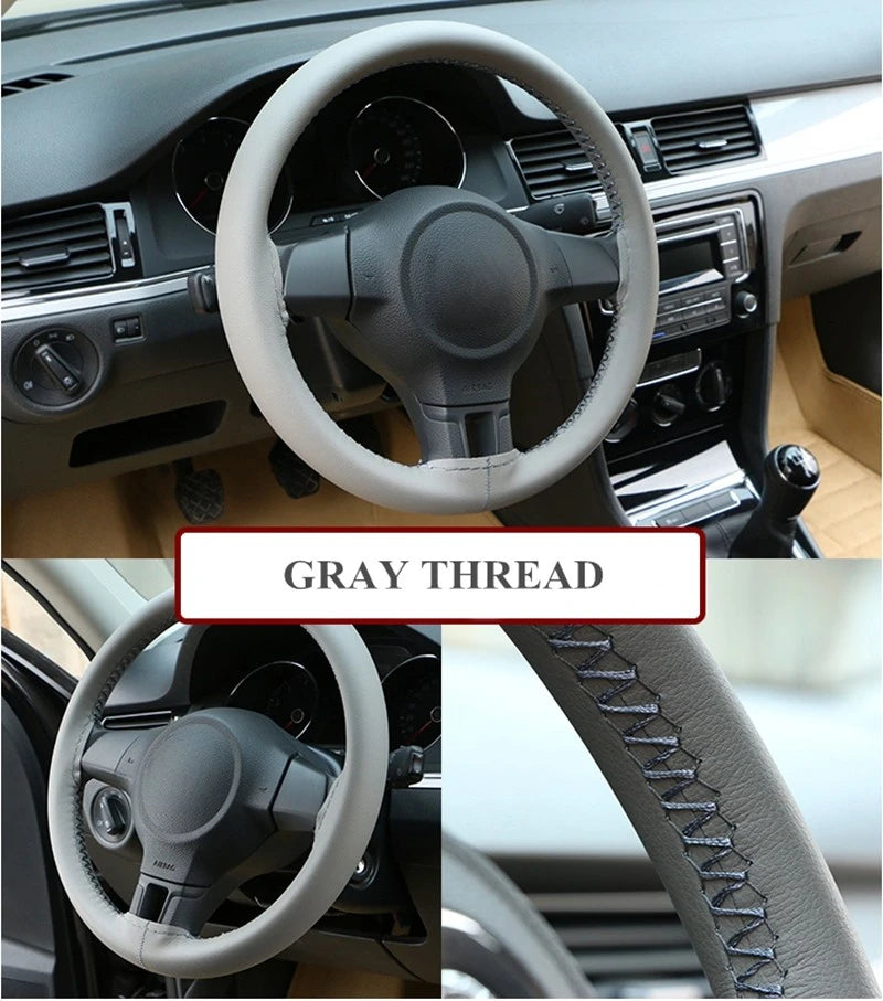 DIY Soft Fiber Leather Steering Wheel Covers Universal braid Car steering-wheel With Needles And Thread Interior accessories