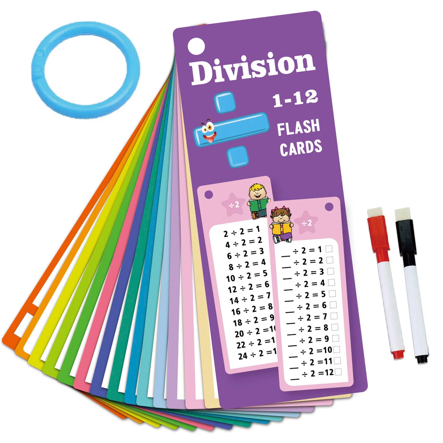 15Pcs/set Math Addition Subtraction Multiplication Division Erasable Reusable Number Learning Cards Children's Math Teaching Aid