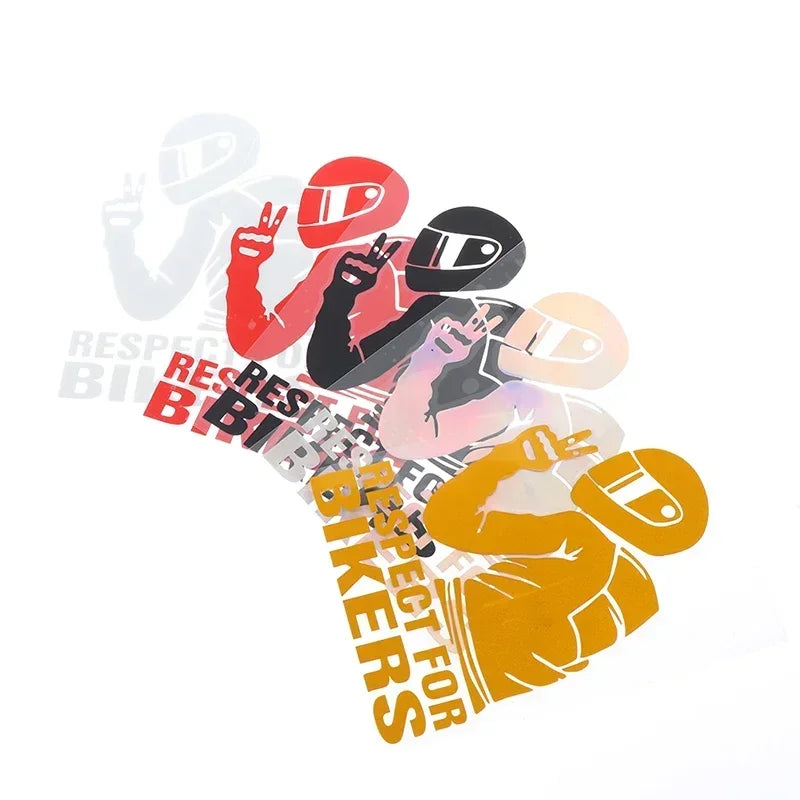 Respect for Bikers Car for Bikers Personality Laser Reflective Sticker Motorcycle Rider Electric Friends Creative Tools Amagi