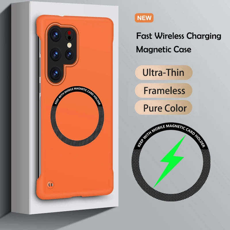 Ultra Slim Magnetic Frameless Solid Color Phone Case for Samsung S26 S25 FE Edge S24 S23 S22 S21 FE Plus Ultra Magsafe Cover