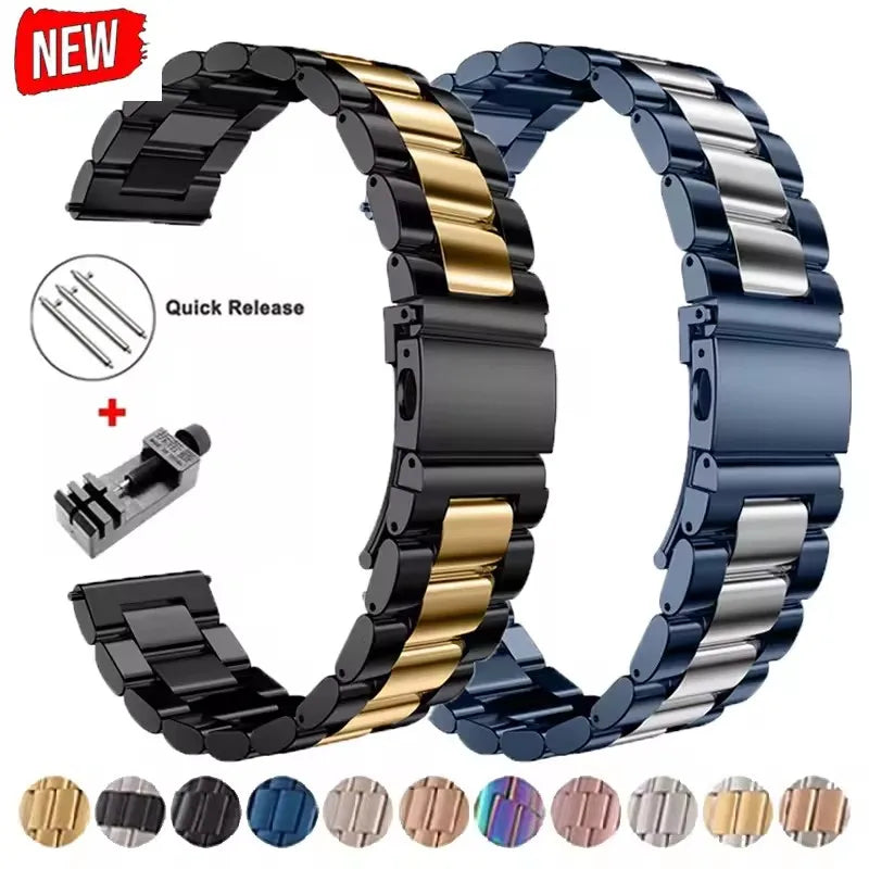 22mm 20mm Metal Band for Samsung Galaxy Watch 7 6 5 4 40mm 44mm 46mm 5Pro 45mm Stainless Steel Strap for Amazfit Bip Huawei GT4.