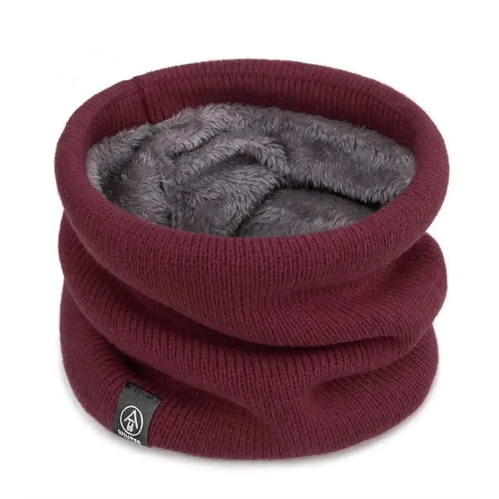 Winter Warm Knitted Ring Scarf For Women Men Plush Full Mask Tutdoor Cashmere Solid Snood Neck Scarves Thick Bufanda Muffler