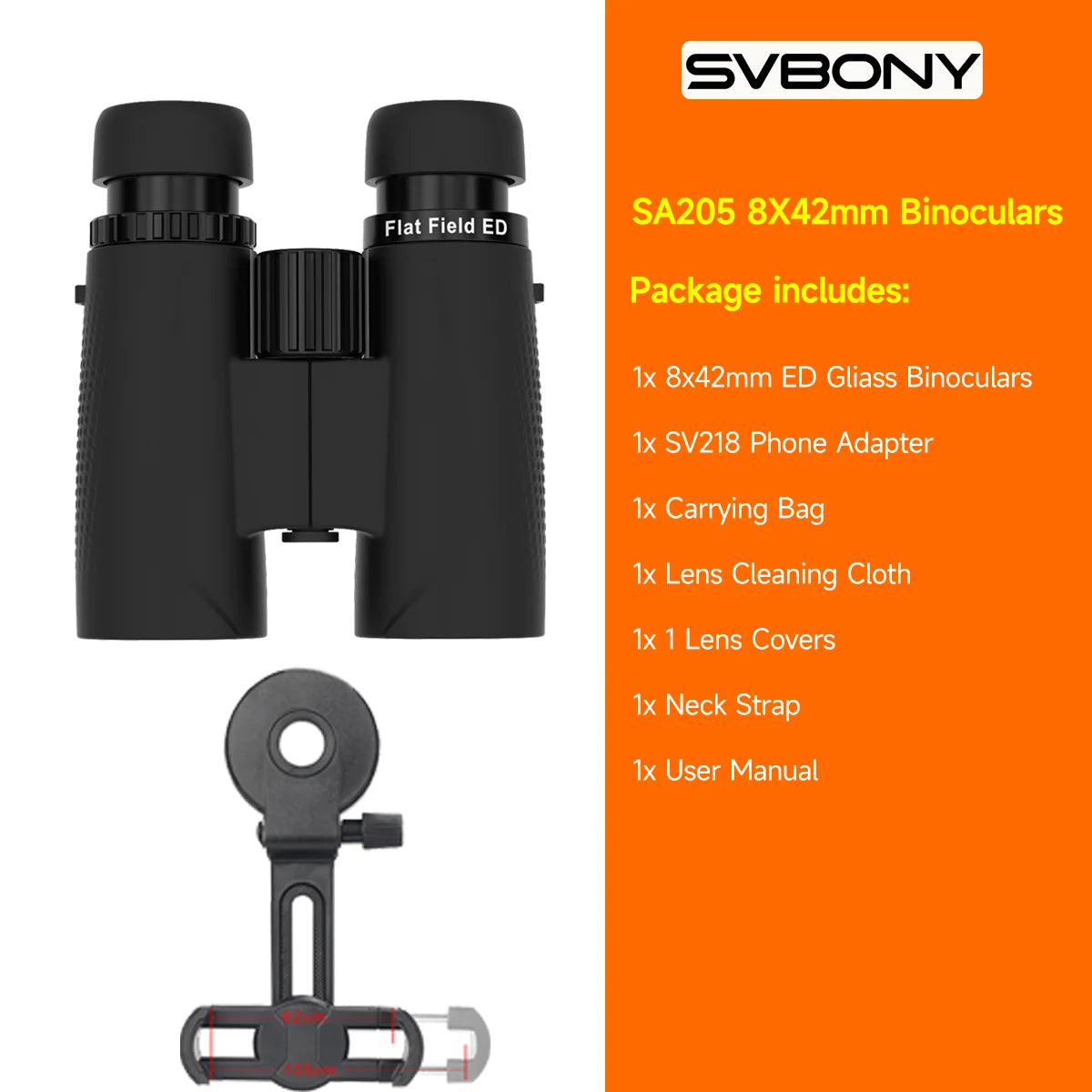 Svbony SA205 Binoculars ED Flat-field 8X42/10X42 Professional IP67 Waterproof BAK4 Twist-up Eyecups for Travelling Bird Watching