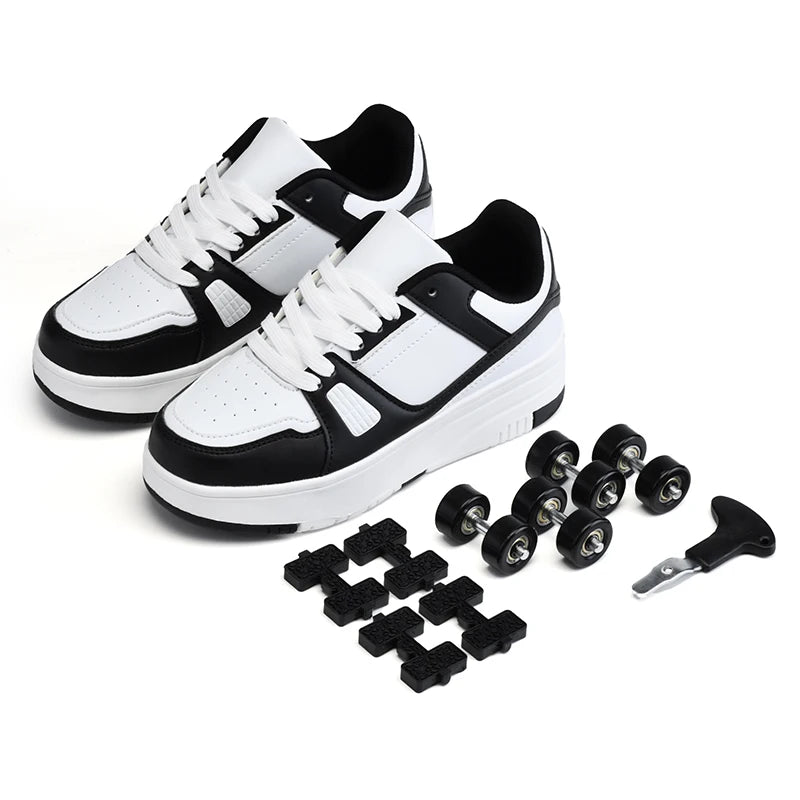 Children's Roller Skate Shoes Student Inline Skating Shoes grils 4-Wheel Deformation Boy's Skating Shoes