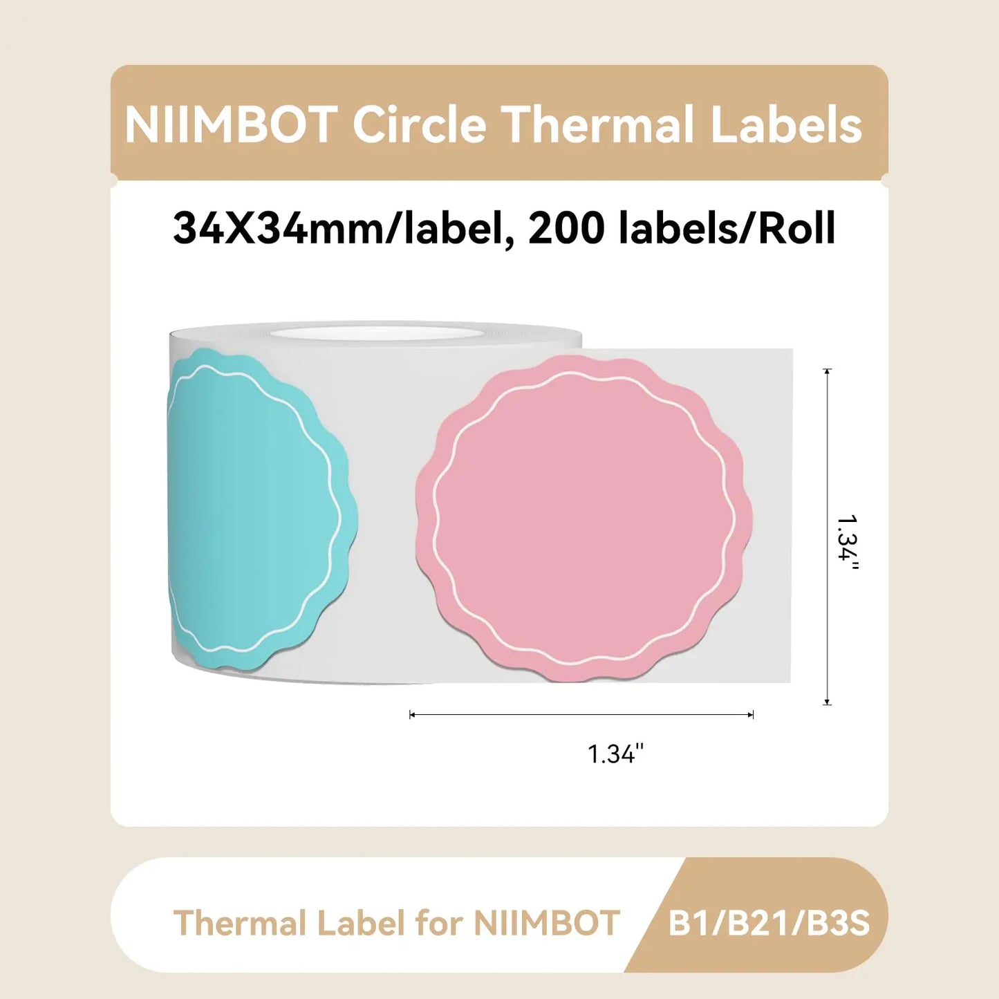 NIIMBOT Round Color B21/B203/B3S Label Machine Printing Paper Self-Adhesive Label Waterproof Oil Resistant Tear Resistant Label