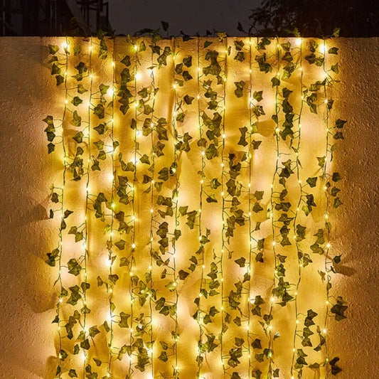 100LED Ivy String Lights 8 Modes Fairy Lights Green Plants Battery Powered Waterproof Party Wedding Garden Room Wall Decor