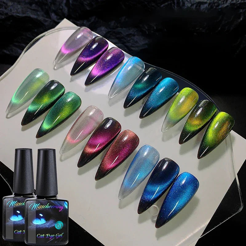 8ml 9D Rainbow Cat Eye Magnetic Nail Gel Phototherapy Adhesive Semi Permanent Nail Art Manicure Soak Off LED UV Gel
