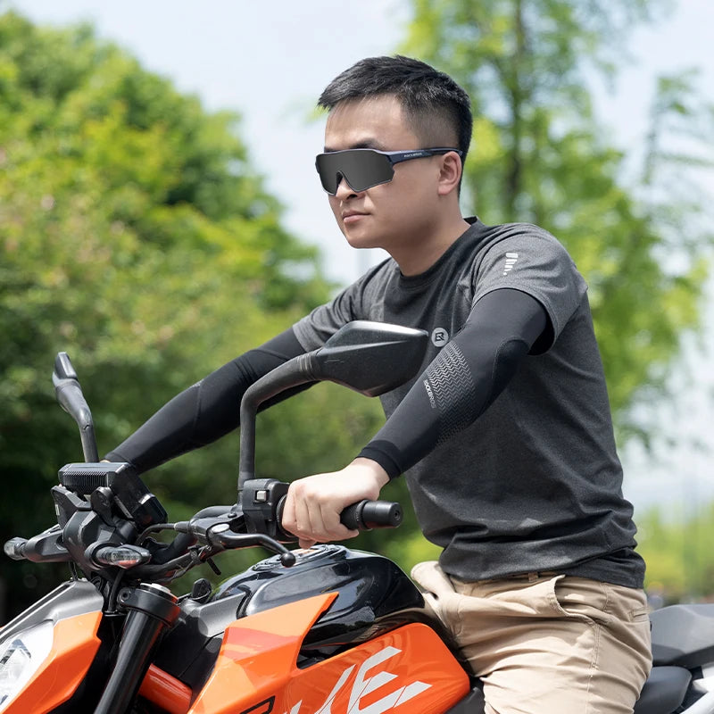 ROCKBROS Ice Fabric Running Camping Arm Warmers Basketball Sleeve Running Arm Sleeve Cycling Sleeves Summer Sports Safety Gear