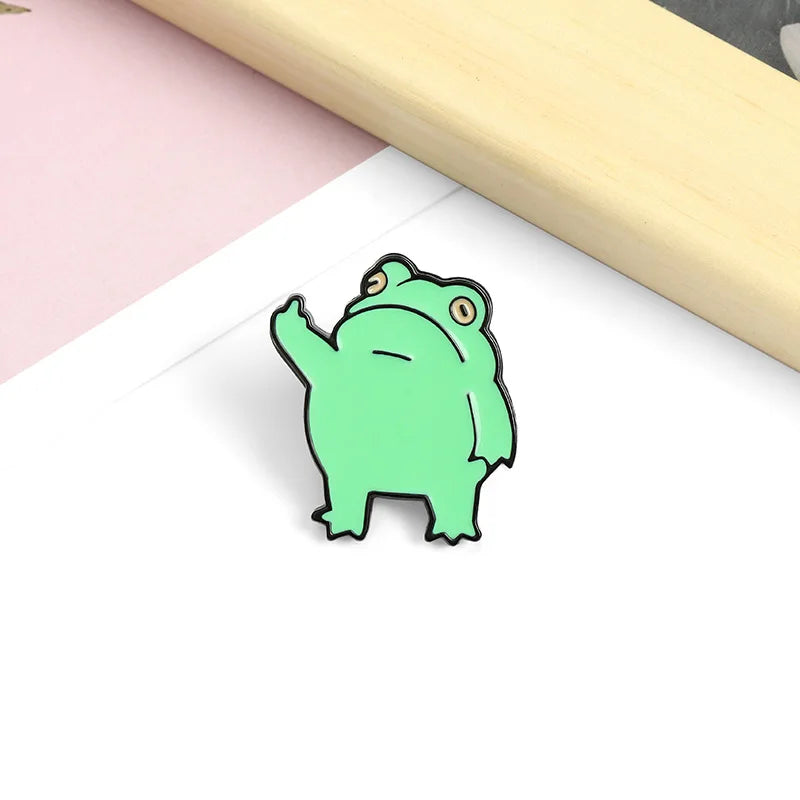 1pcs Cartoon Creative Frog Brooch Cute and Cute Little Frog Brooch Creative Gesture Shape Clothing Dripping Badge