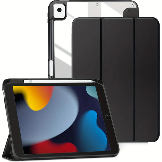 Flip Tablet Cover For iPad 10.2 inch 7th 8th 9th Gen 2019/2020/2021 Air 3 2019 Pro 10.5 inch Acylic Back Case With Pencil Holder