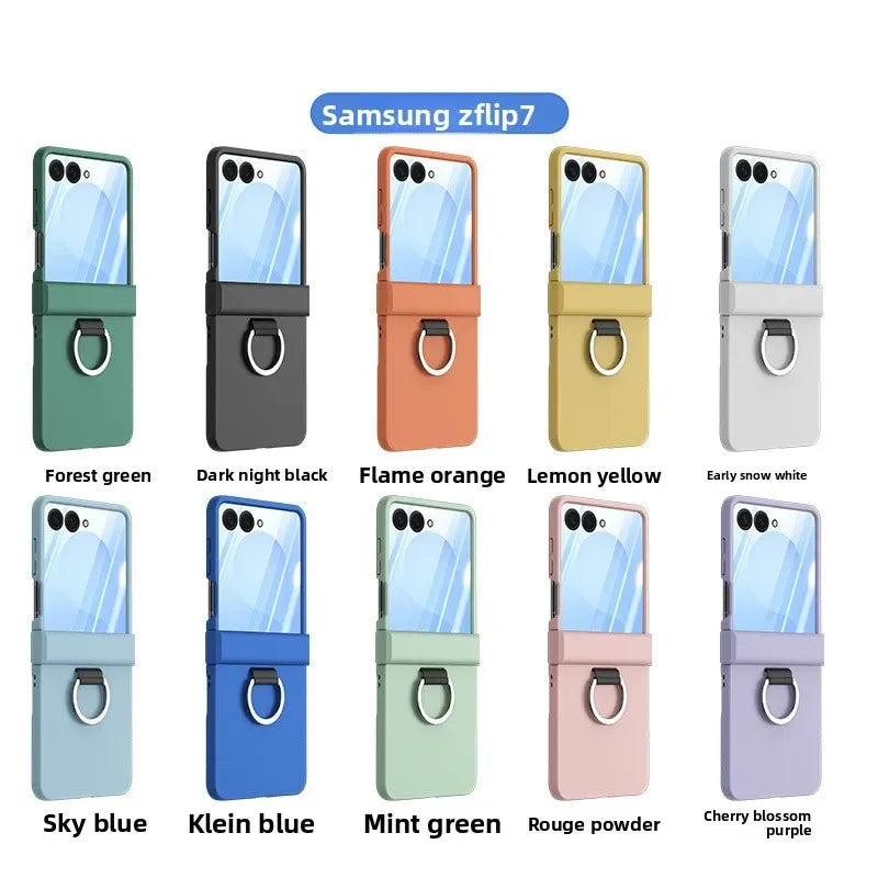 Ring Folding Phone Case for Samsung Galaxy  Z Flip  7 6 5 4 3 ZFlip7 FE All Inclusive Hinge ProtectiveShockproof Cover