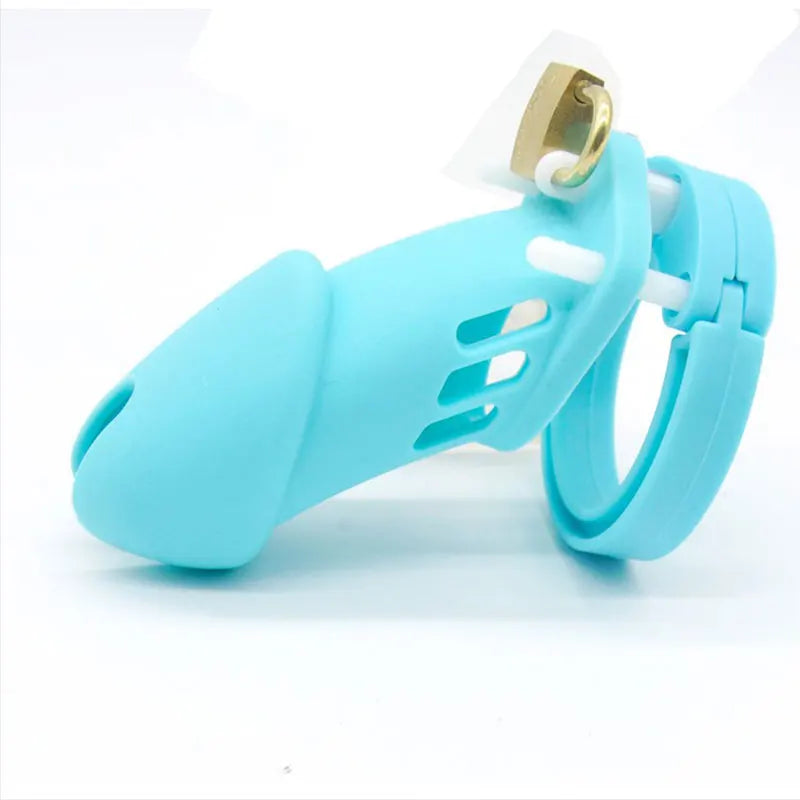New Male Silicone Chastity Device Cock Cage Sex Toys With 5 Penis Ring Adult Belt Brass Lock Standard/Short Cage A122/A235