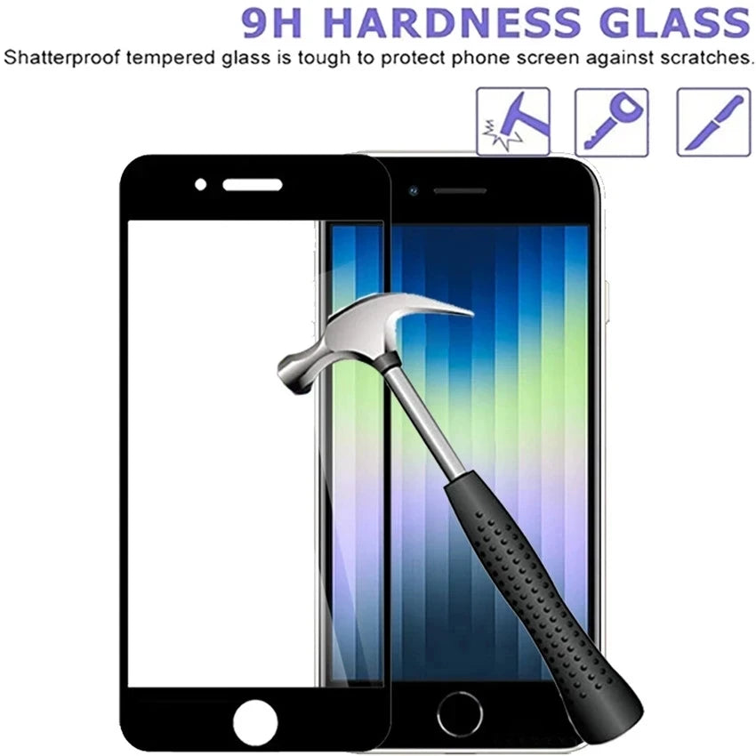 3PCS Tempered Glass for iPhone SE 2020 SE2 9H HD Full Cover Screen Protector