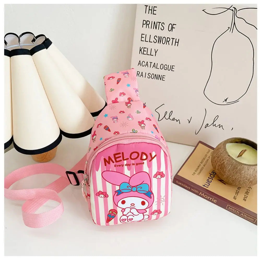 Hello Kitty Children Chest Bag Sanrio figure Kuromi Cute Coin Purse Shoulder Bag Boy Girl Cross Body Bag Fashion Messenger Bag