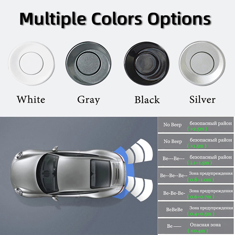 BQCC Car Parking Sensor Kit 22mm 4 Sensors Buzzer Reverse Backup Radar Sound Alert Indicator Probe System 12V Free Shipping