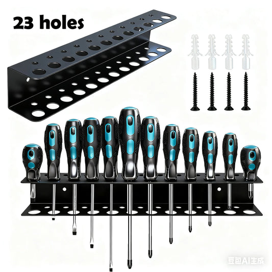 Metal Screwdriver and Pliers Organizer Wall-Mounted Tool Rack with Tool Slots Space-Saving Rustproof Garage Workshop Storage