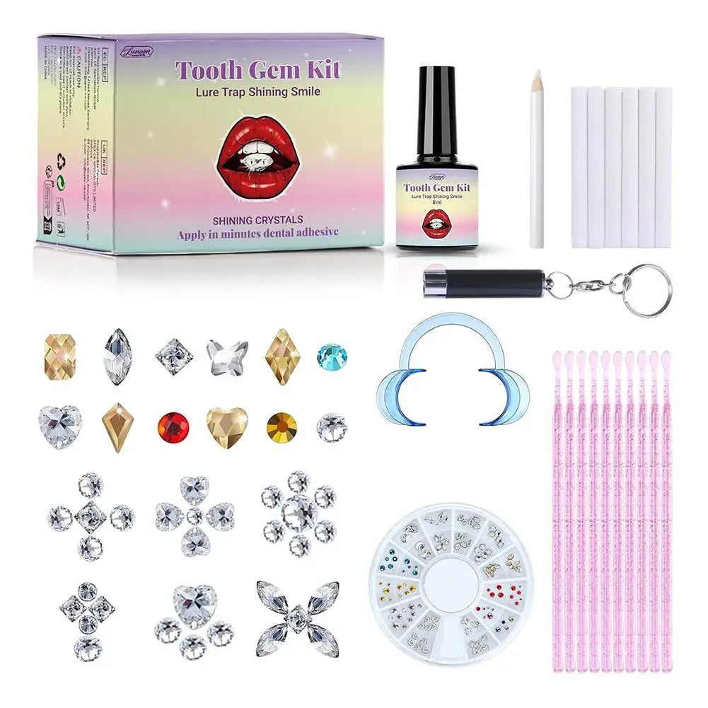 DIY Teeth Ornament With Curing Light Glue Professional Dental Adhesive Gem Crystals Ornaments Easy To Remove Unisex Dental Decor