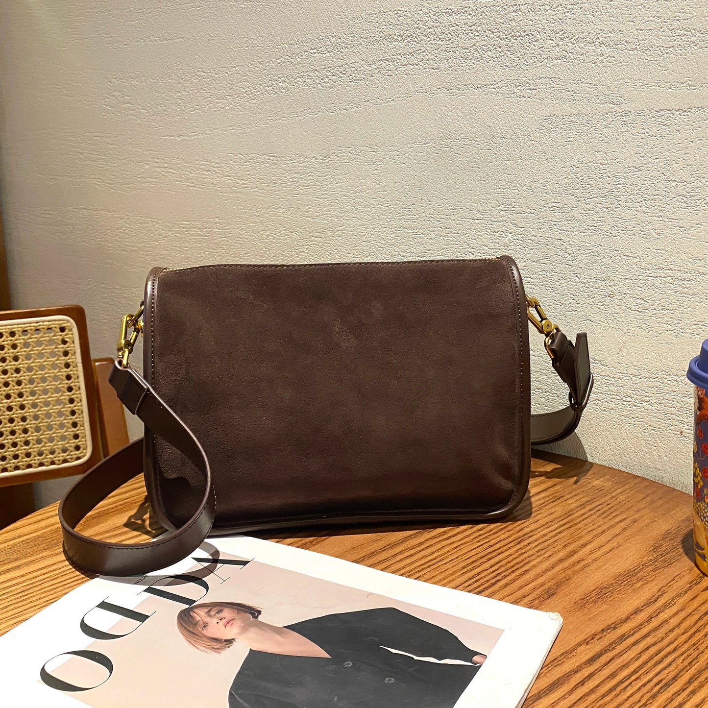 Suede Cowhide fashion ladies shoulder cross coffe bag luxury designer women brown handbag angola red